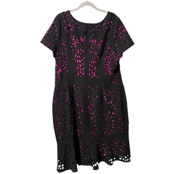 Shani Pink and Black Dress Size 16 Laser Cut New Retails $336 - Picture 4 of 5